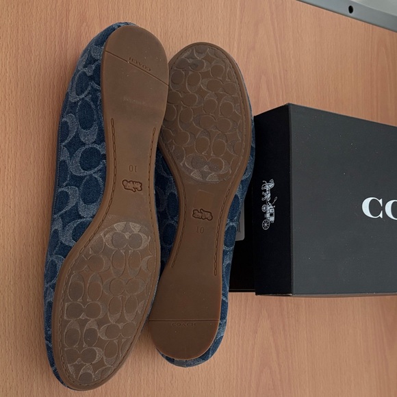 Coach Denim Signature Logo Ballet Flats in Dark Blue - Picture 3 of 4